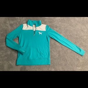 PINK aqua blue quarter zip